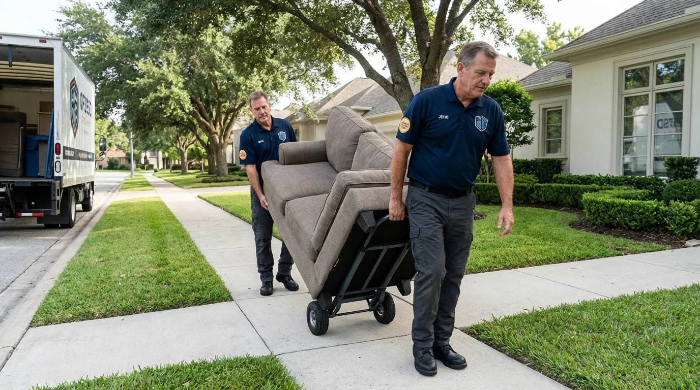Local residential moving crew loading furniture in Granby, MA